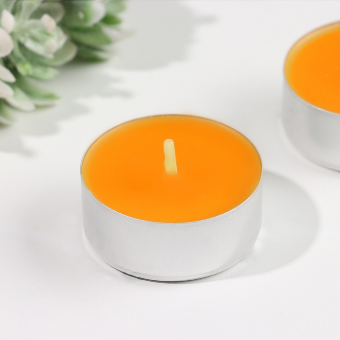 Набор чайных свечей ароматических "Апельсин", 3,8х1,6 см, 3,5 ч, 12 г, 6 штук