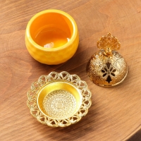 Курильница для благовоний порошковых и конусов "Мешочек", желтый, 10,5х6,9 см Курильница для благовоний порошковых и конусов "Мешочек", желтый, 10,5х6,9 см