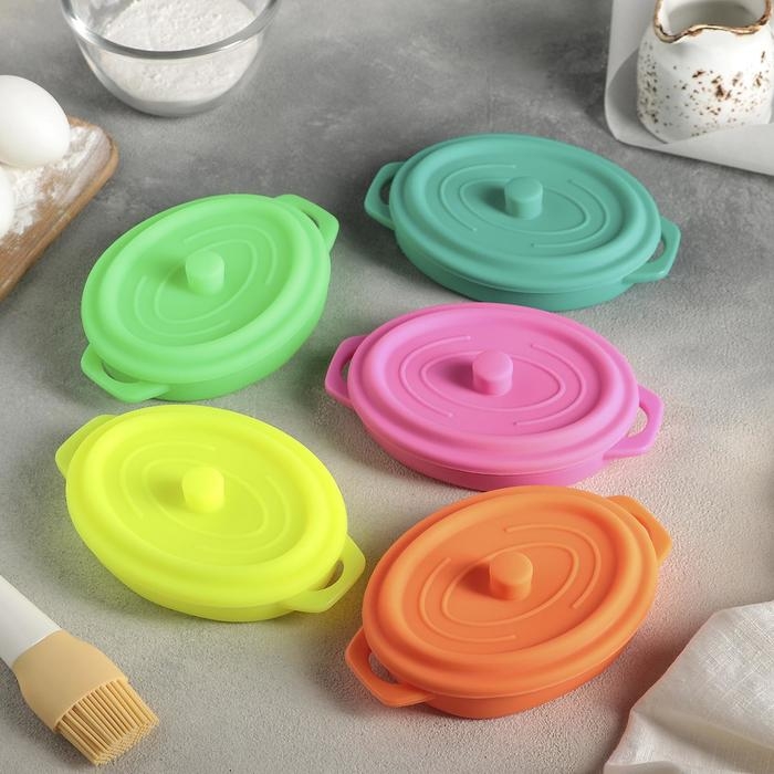 Кокотница - форма для запекания складная Доляна &laquo;Юзи&raquo;, силикон, 16,5&times;11&times;7,5 см, цвет МИКС