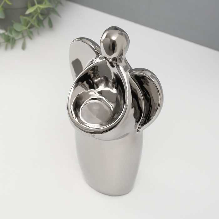 Подсвечник керамика на 1 свечу Подсвечник керамика на 1 свечу "Ангел" d=3,5 см серебро 14х9,5х25 см