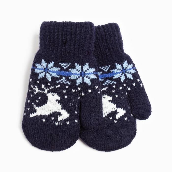Варежки детские, цвет тёмно-синий, размер 14 (4-6 лет) Варежки детские, цвет тёмно-синий, размер 14 (4-6 лет)