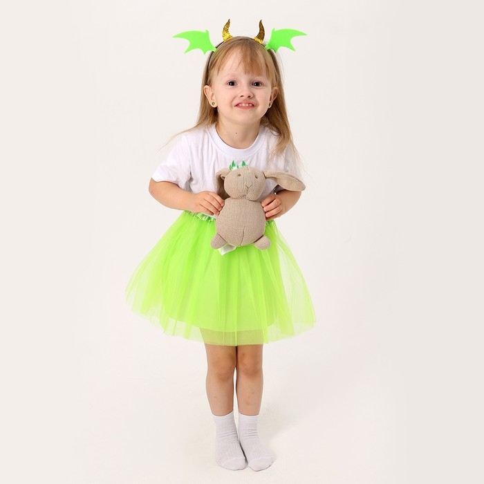 Карнавальный набор &laquo;Дракошка&raquo;: футболка, юбка, ободок, термонаклейка, рост 110&ndash;116 см