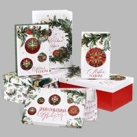 Набор подарочных коробок 6 в 1 &laquo;Новогодние шары&raquo;, 20 х 12.5 х 7.5 &ndash; 32.5 х 20 х 12.5 см, Новый год