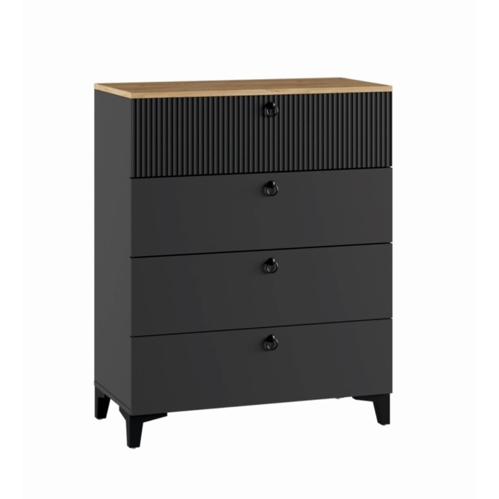 Комод с 4 ящиками Ника, 800х410х916, Графит/Дуб/Эйфория МДФ