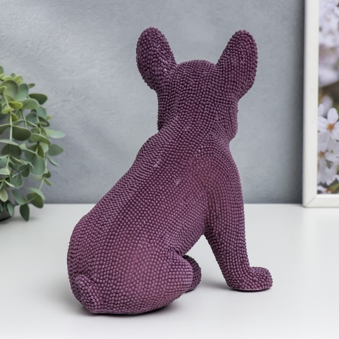 Сувенир полистоун "Французский бульдог фиолет" барашковый сидит 19,5х12х16 см