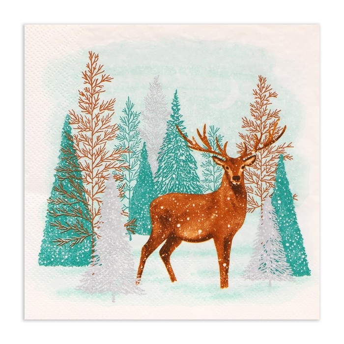 Новогодние салфетки бумажные Home Collection Сlassic &laquo;Лесной олень&raquo;, 3 слоя, 33х33 см, 20 шт