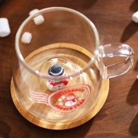 Новый год. Кружка новогодняя стеклянная с крышкой «Счастливого нового года», 350 мл Новый год. Кружка новогодняя стеклянная с крышкой «Счастливого нового года», 350 мл