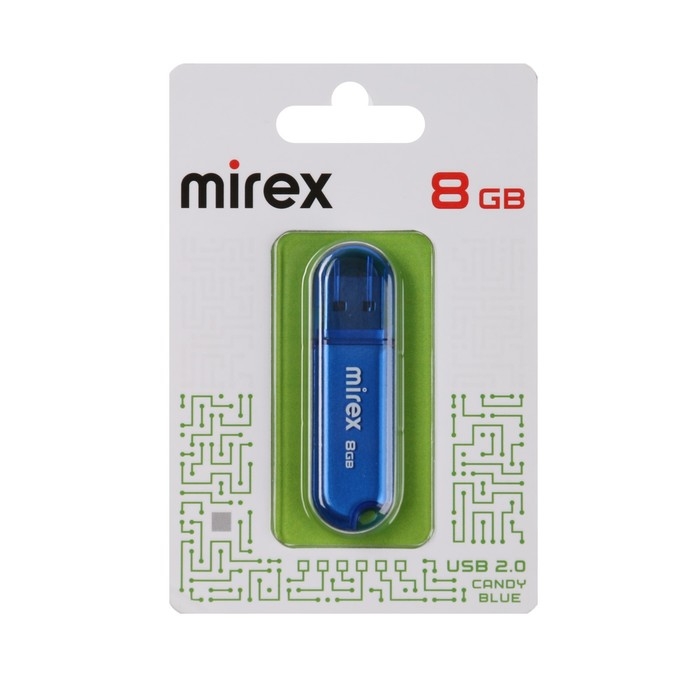 Флешка Mirex CANDY BLUE, 8 Гб ,USB2.0, чт до 25 Мб/с, зап до 15 Мб/с, синяя
