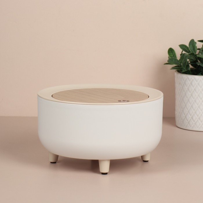 Органайзер для хранения косметических принадлежностей, Push-to-Open, с крышкой, d = 19,5 &times; 11 см цвет белый/коричневый