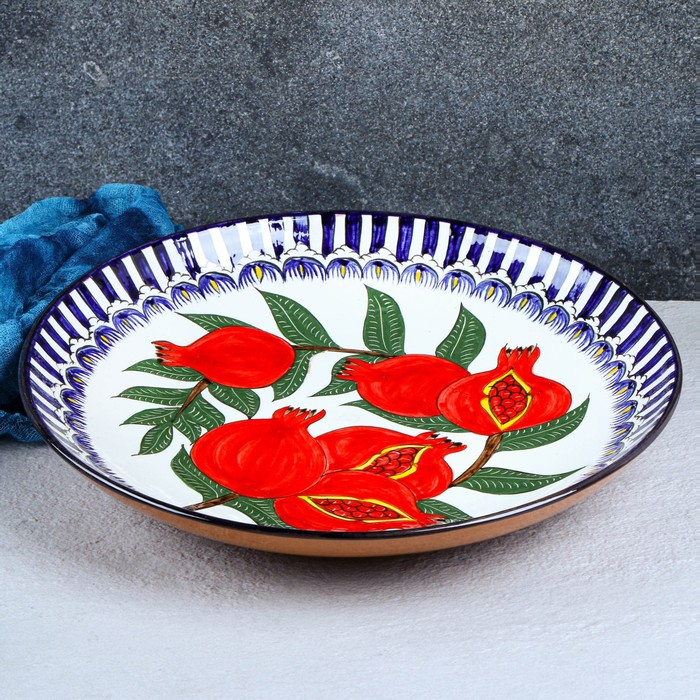 Ляган круглый «Гранат», 31 см, синяя кайма Ляган круглый «Гранат», 31 см, синяя кайма