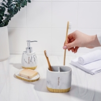 Набор аксессуаров для ванной комнаты For, 3 предмета (дозатор 150 мл, мыльница, стакан)