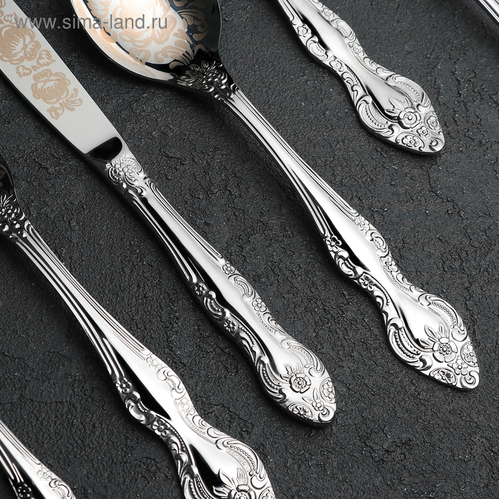 Набор столовых приборов «Тройка», 52 предмета, художественная роспись, декоративная коробка Набор столовых приборов «Тройка», 52 предмета, художественная роспись, декоративная коробка