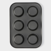 Форма для выпечки Доляна &laquo;Силикон плюс&raquo;, 27&times;18,5 см, 6 ячеек, силиконовые вкладки, антипригарное покрытие, цвет формочек МИКС