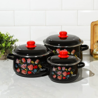 Набор эмалированных кастрюль «Букет тюльпанов», 3 предмета: 2 л, 4 л, 5,5 л, индукция Набор эмалированных кастрюль «Букет тюльпанов», 3 предмета: 2 л, 4 л, 5,5 л, индукция