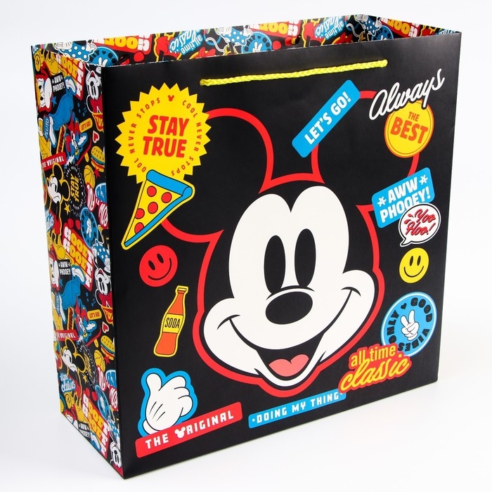 Пакет подарочный, 30х30х12 см, упаковка, Микки Маус