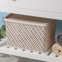 Корзина для хранения с крышкой &laquo;Плетёнка&raquo;, 35&times;29&times;22,5 см, цвет бежевый