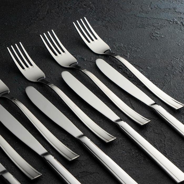 Набор столовый «Торжество», 24 предмета, толщина 2 мм, сувенирная коробка, цвет серебряный Набор столовый «Торжество», 24 предмета, толщина 2 мм, сувенирная коробка, цвет серебряный