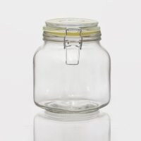 Банка стеклянная для сыпучих продуктов с бугельным замком &laquo;Радуга&raquo;, 900 мл, 12&times;11&times;15 см, цвет МИКС