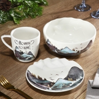 Новый год. Салатник керамический &laquo;Горы&raquo;, 16.5 х 7 см, 800 мл, цвет белый