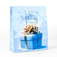 Пакет подарочный новогодний ламинированный &laquo;С новым годом&raquo;, подарок, ML 21 х 25 х 8 см