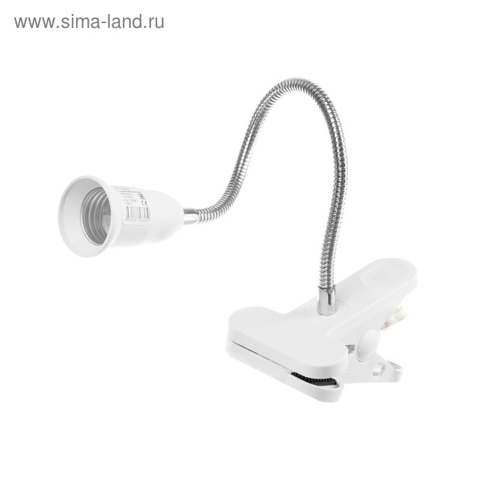 Светильник на прищепке Ecola base, Е27, 220В, 300 мм, выключатель, гибкий, белый Светильник на прищепке Ecola base, Е27, 220В, 300 мм, выключатель, гибкий, белый
