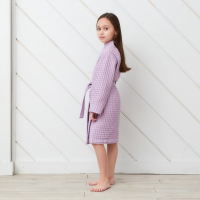 Халат вафельный детский Крошка Я "Boho" размер 32 (110-116 см) цвет сиреневый, 100% хлопок 290 г/м2