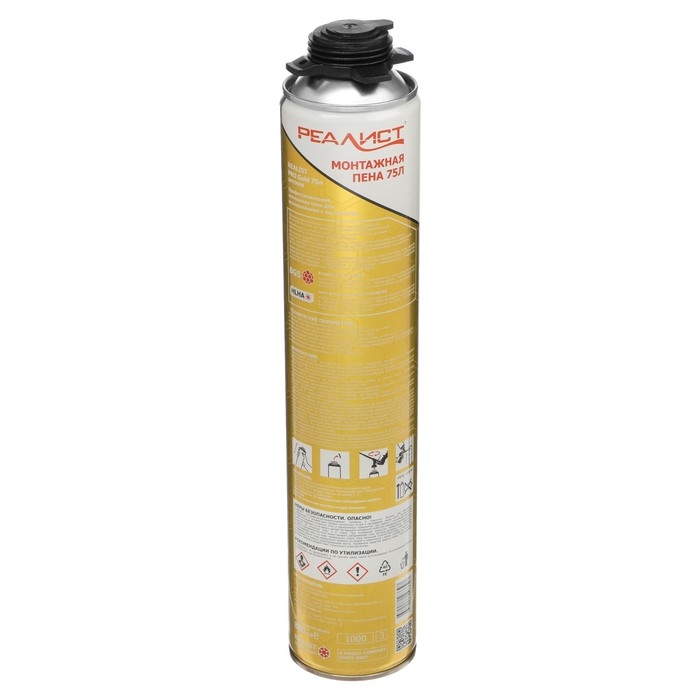 Пена монтажная REALIST PRO Gold, пистолетная, летняя, 1000 мл