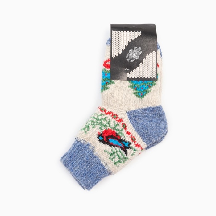 Носки детские шерстяные «Снегирь в лесу», цвет белый, размер 16 Носки детские шерстяные «Снегирь в лесу», цвет белый, размер 16