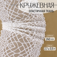 Кружевная эластичная ткань, 240 мм &times; 2,7 &plusmn; 0,5 м, цвет белый