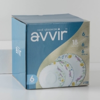 Сервиз столовый Avvir «Полевые цветы», 18 предметов: 6 тарелок d=16,5 см, d=17,5 см, d=23 см, стеклокерамика, цвет белый Сервиз столовый Avvir «Полевые цветы», 18 предметов: 6 тарелок d=16,5 см, d=17,5 см, d=23 см, стеклокерамика, цвет белый