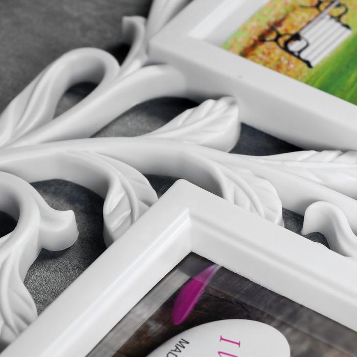 Фоторамка пластик на 2 фото 10х15 см Фоторамка пластик на 2 фото 10х15 см "3 розы" белая 34х20 см