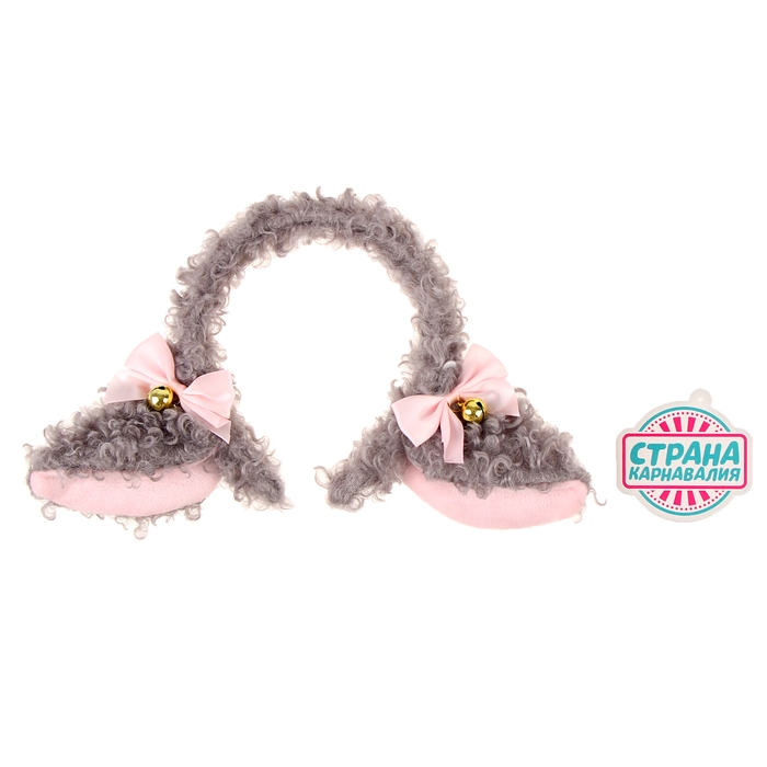 Карнавальный ободок «Ушки аниме», цвет серый Карнавальный ободок «Ушки аниме», цвет серый