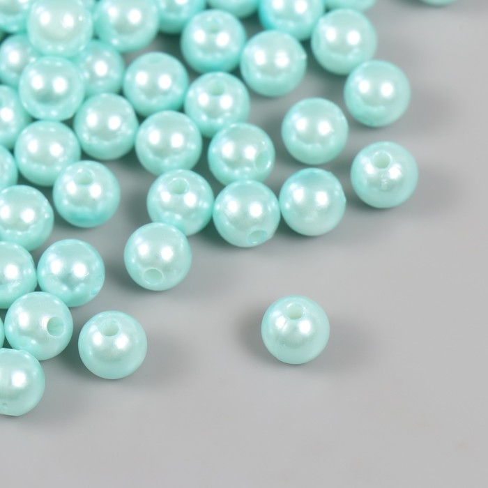 Набор бусин "Жемчуг" d 8 мм, 250 гр, голубой