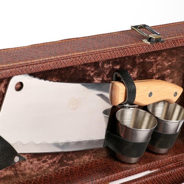 Набор с шампурами подарочный Набор с шампурами подарочный "Элит-М" в коробке из эко-кожи №11