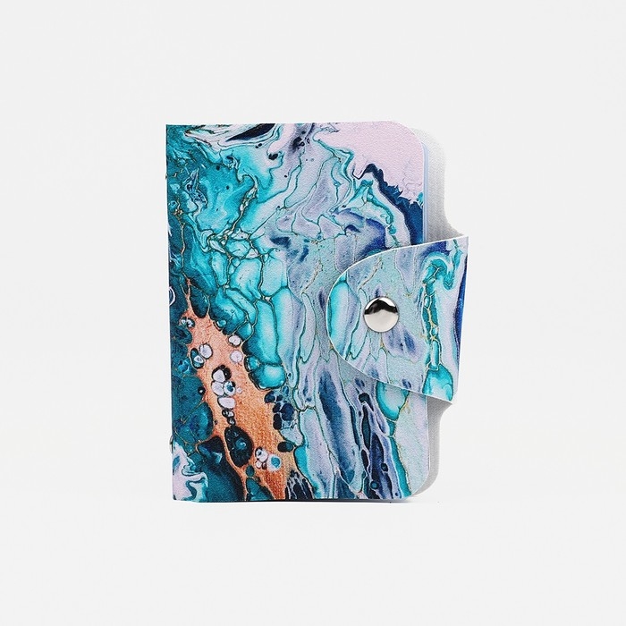 Визитница на кнопке, 24 карты, цвет изумрудный Визитница на кнопке, 24 карты, цвет изумрудный