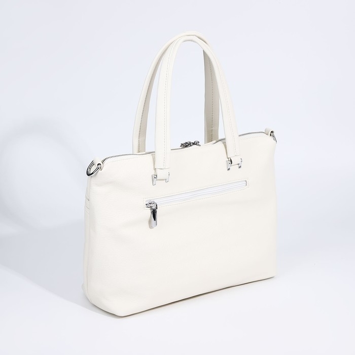 Сумка-тоут на молнии, 2 наружных кармана, цвет белый Сумка-тоут на молнии, 2 наружных кармана, цвет белый