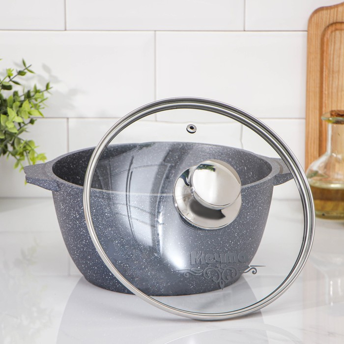 Кастрюля &laquo;Гранит&raquo;, 3 л, антипригарное покрытие, цвет серый