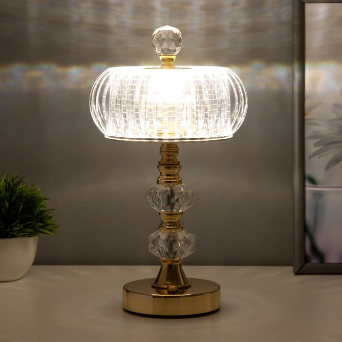 Настольная лампа сенсорная "Ренди" LED 3Вт 3000-6000К USB АКБ диммер золото 15,5х15,5х30 см   102220