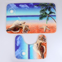 Коврики для ванной и туалета Доляна &laquo;Пляж с ракушками&raquo;, 2 шт: 40&times;50 см, 50&times;80 см