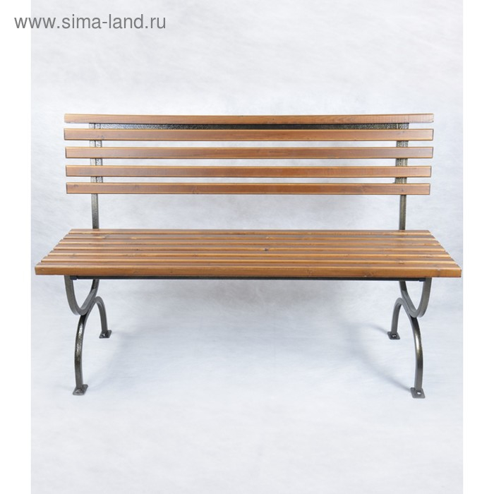 Скамейка для дачи со спинкой "Стандартная" 130х55х80см, деревянная, каркас металл, уличная
