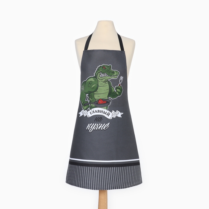 Фартук Доляна "Главный на кухне" 70х60 см, рогожка,100% хл, 160г/м2