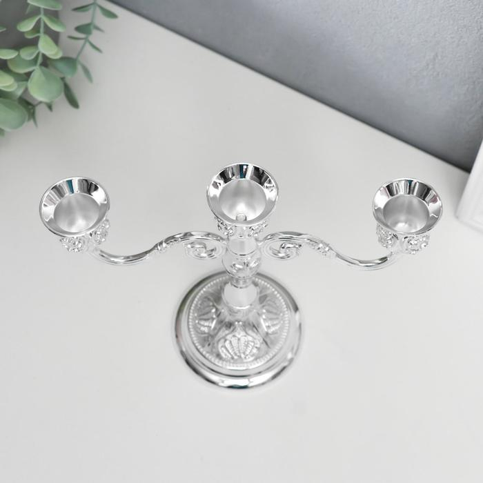 Подсвечник металл на 3 свечи Подсвечник металл на 3 свечи "Листопад" цвет серебро 20х21х8,5 см