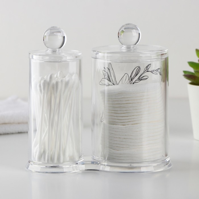 Органайзер для хранения ватных палочек и дисков &laquo;Ты прекрасна&raquo;, 13,5 х 14 см, прозрачный