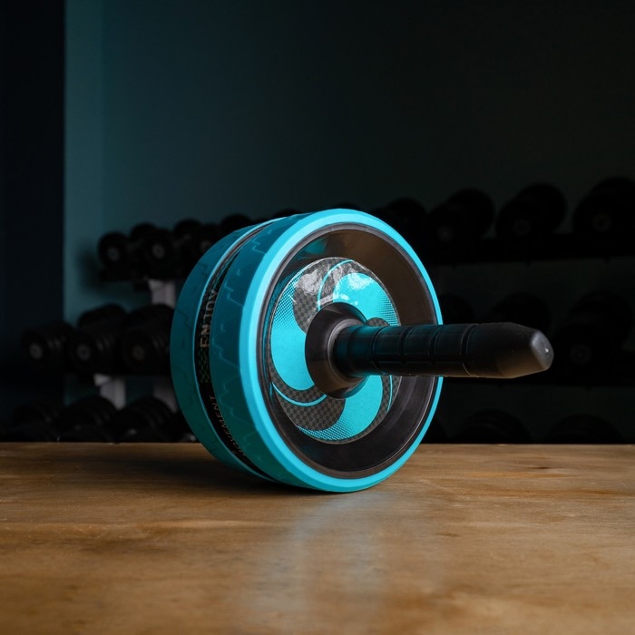 Ролик для пресса ONLYTOP, 38х17х17 см, с ковриком, цвет голубой