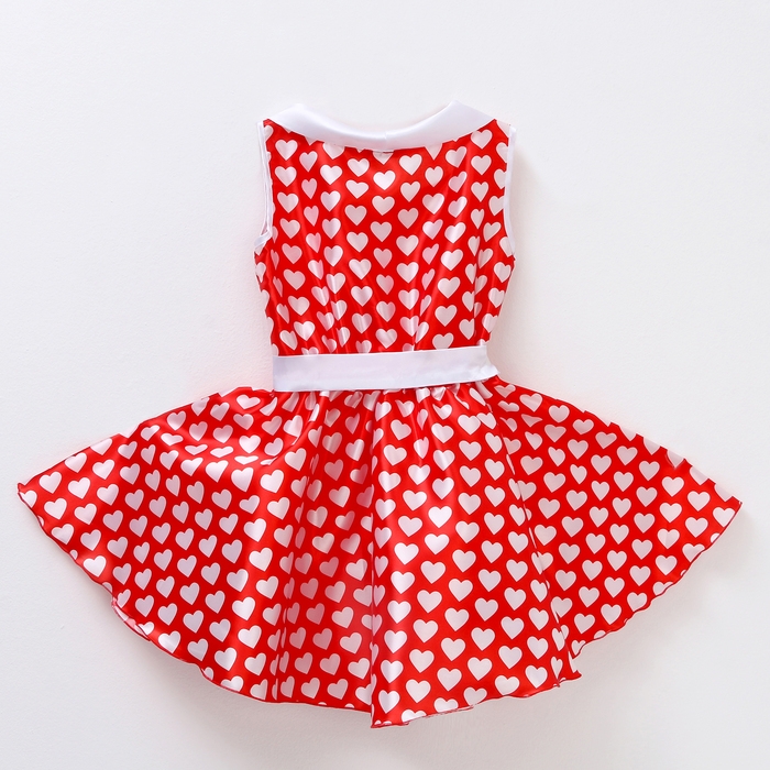 Карнавальный костюм &laquo;Стиляги&raquo; платье красное с белыми сердцами, повязка р-р 36 рост 140 см