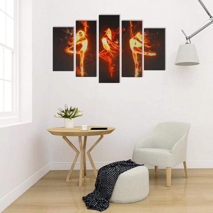Картина модульная на подрамнике Картина модульная на подрамнике "Огненный танец" 2-25х53, 2-25х67, 1-25х80, 80х140 см