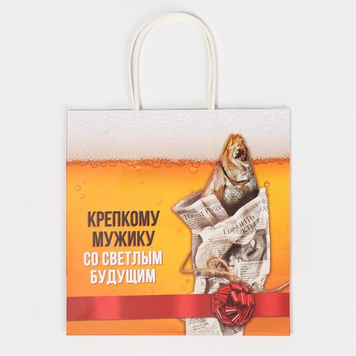 Пакет подарочный, упаковка, &laquo;Крепкому мужику&raquo;, 22 х 22 х 11 см
