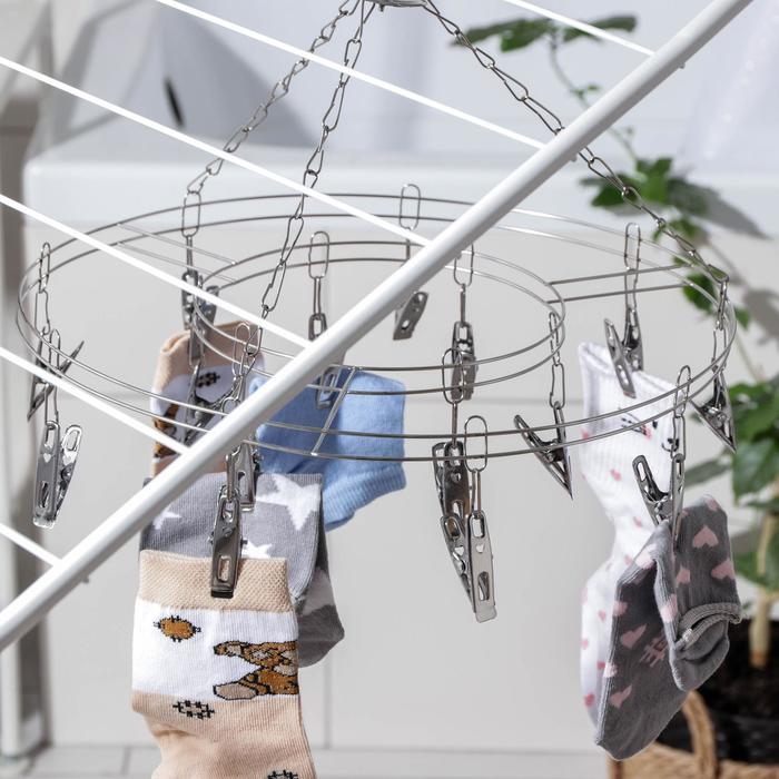 Сушилка для белья подвесная Доляна &laquo;Стиль&raquo;, 31&times;31 см, 15 прищепок