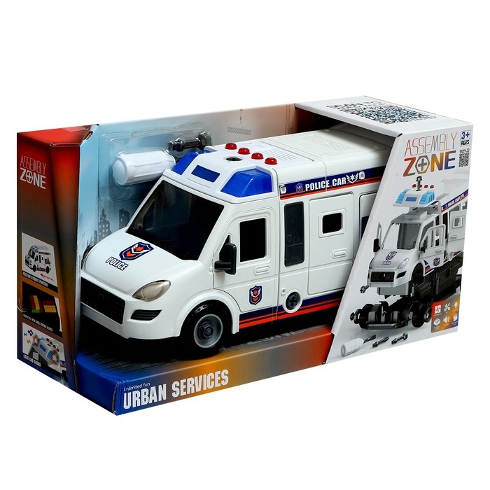 Конструктор винтовой &laquo;Полицейский фургон&raquo;, свет, звук, инерция, 50 деталей