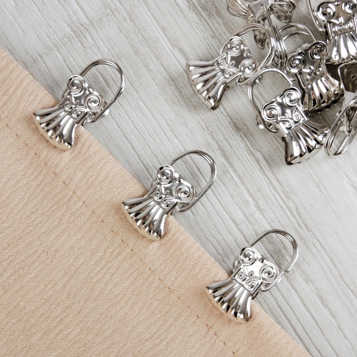 Зажим для штор «Ракушка», 30 × 15 мм, 10 шт, цвет серебряный Зажим для штор «Ракушка», 30 × 15 мм, 10 шт, цвет серебряный